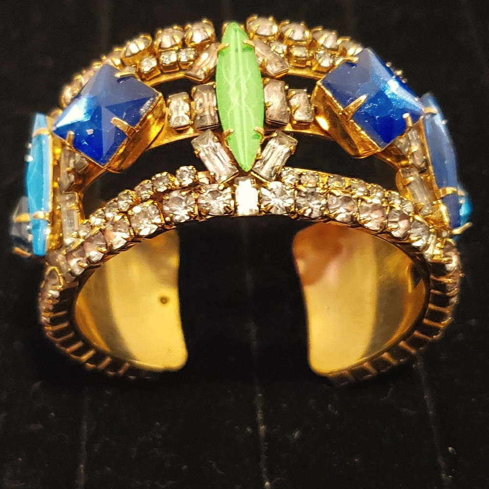 Erickson Beamon Green Blue Stone Cuff Bracelet